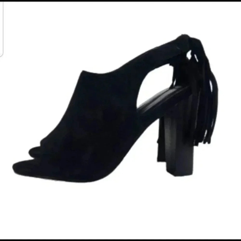 Pierre Dumas Black Faux Suede Slingback Heeled Mules NWOT size 7
